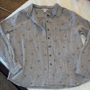 Cotton Long Sleeve Button-Up Top